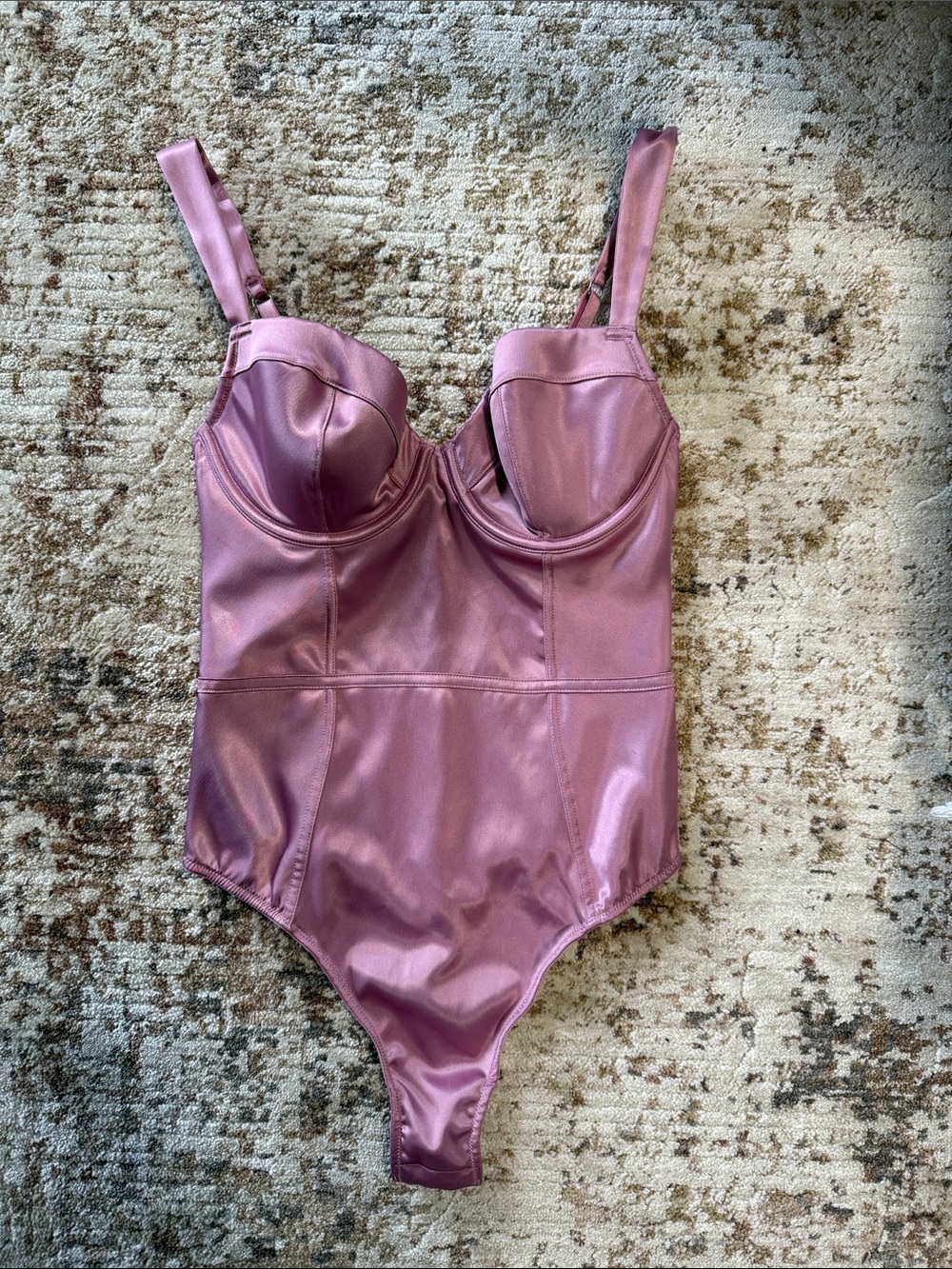 Victoria's Secret Shiny Mauve Bustier-Style Bodysuit